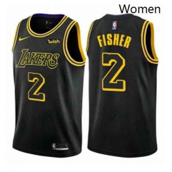 Womens Nike Los Angeles Lakers 2 Derek Fisher Swingman Black NBA Jersey City Edition